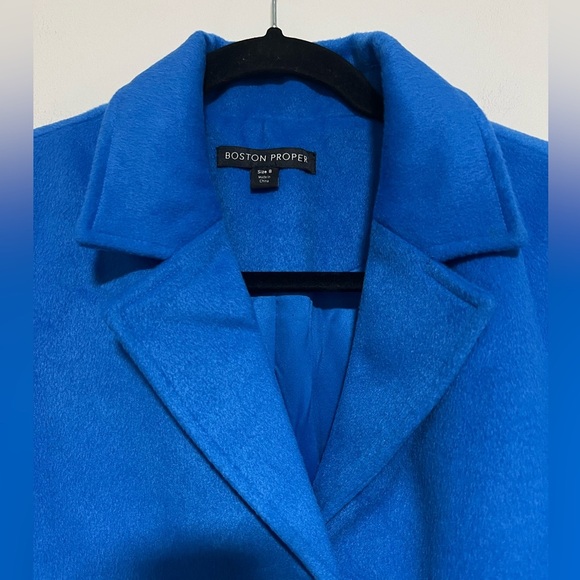 Boston Proper Classic Princess Blue Tailored Pea Coat Size 8 Old Money Preppy - Picture 3 of 12
